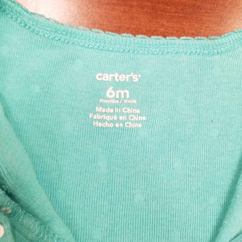 Carter's green mouse pajamas, footless, 6 months! - Picture 4 of 5